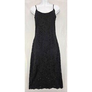 NWT Donna Karan Black Lace Dress Scallop Hem Sleeveless Women's XS Classic LBD